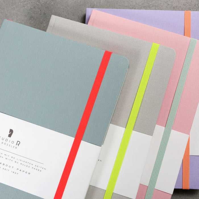 Notizbuch „Neon“ | A5 | Soft Cover - Stoffbezug | Mit Gummizug | rose