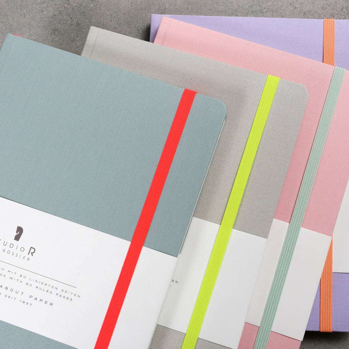 Notizbuch „Neon“ | A5 | Soft Cover - Stoffbezug | Mit Gummizug | stone
