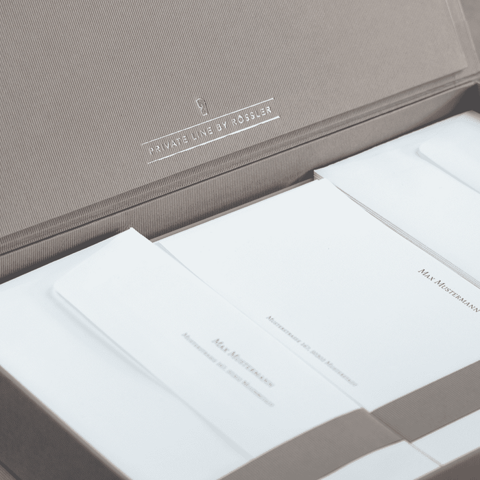 Personalisierbare Briefpapier Kassette | Edles Bütten Papier | 60 Stück | blau