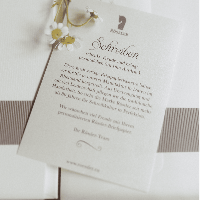 Personalisierbare Briefpapier Kassette | Edles Bütten Papier | 60 Stück | taupe