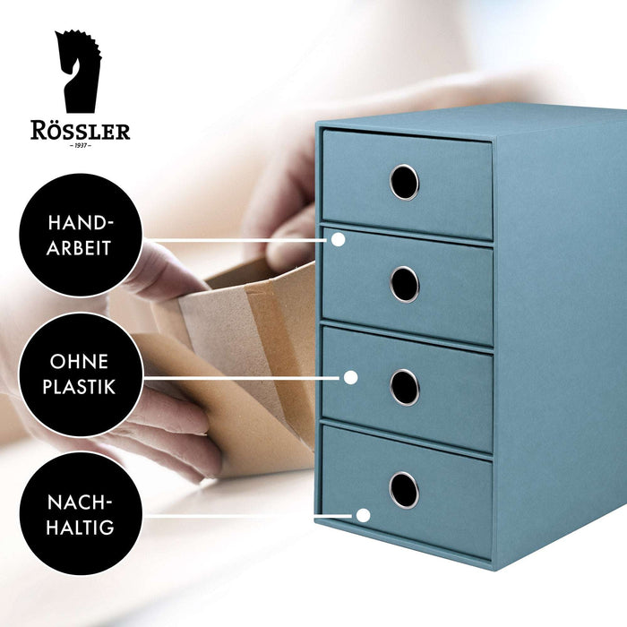 4er Schubladenbox für A5, Denim-Blau