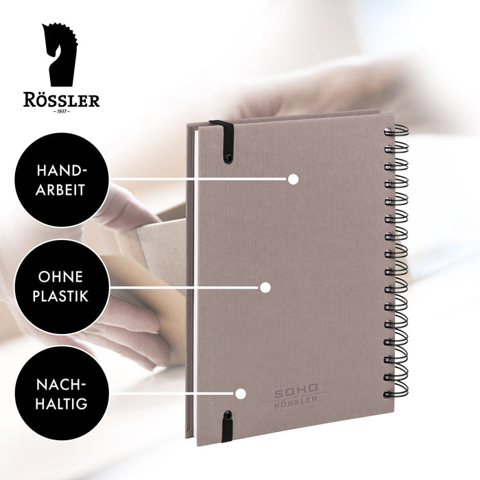 Notizbuch A5 mit Gummizug, Taupe